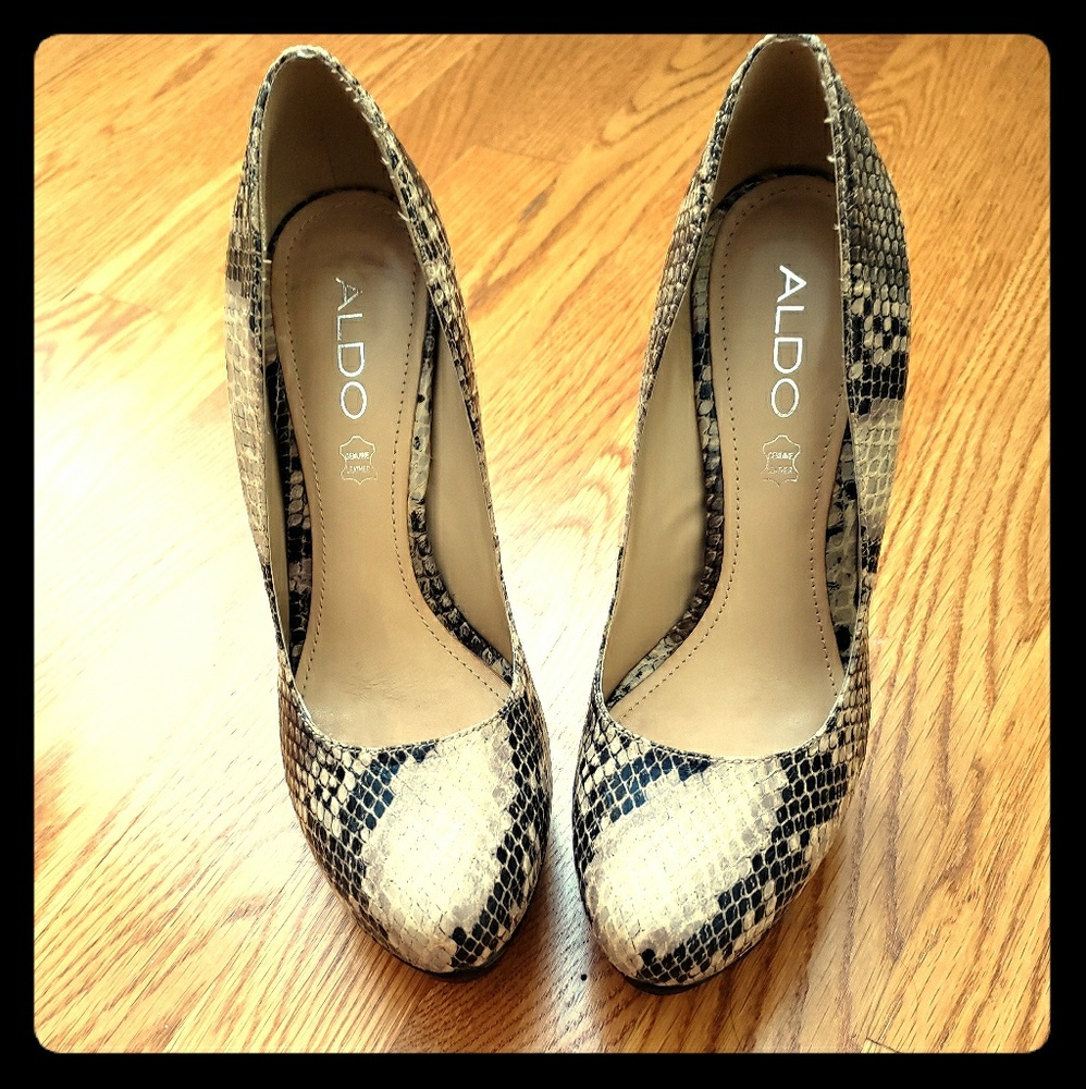 Aldo Snake print platforms